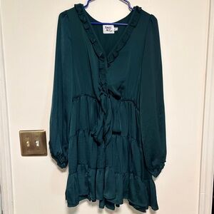 Princess Polly Teal Ruffle V-Neck Dress